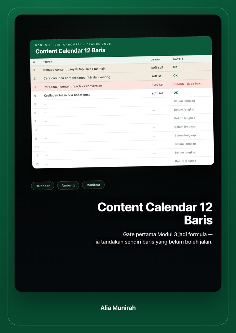 Bonus 3 — Content Calendar 12 Baris